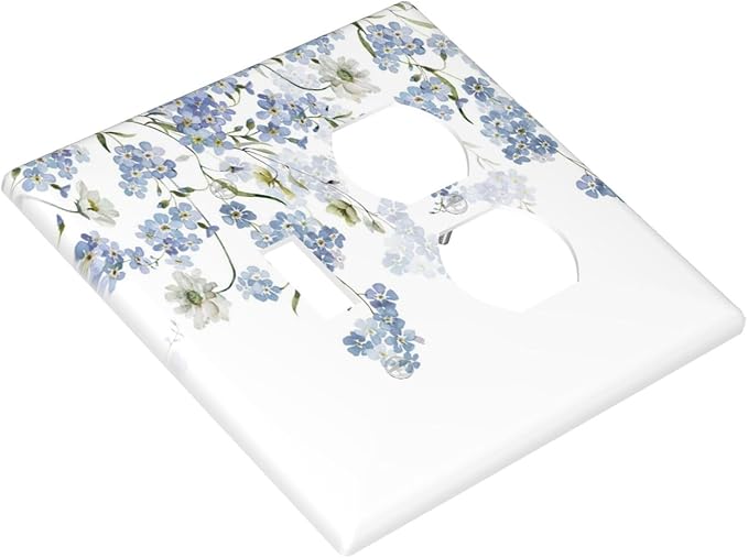 Hydrangea Blue Flowers Watercolor Floral Wallplates 1 Toggle 1 Duplex Switch Plate Electrical GFCI Faceplate Decorative Light Switch Covers for Bed Room Living Room Decor