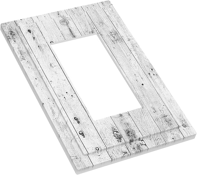 Decorative Outlet Covers Rustic White Grey Wood Grain 1 Gang Single Rocker Light Switch Cover Plate Wall Plates GFCI Faceplate for Farmhouse Home Decor