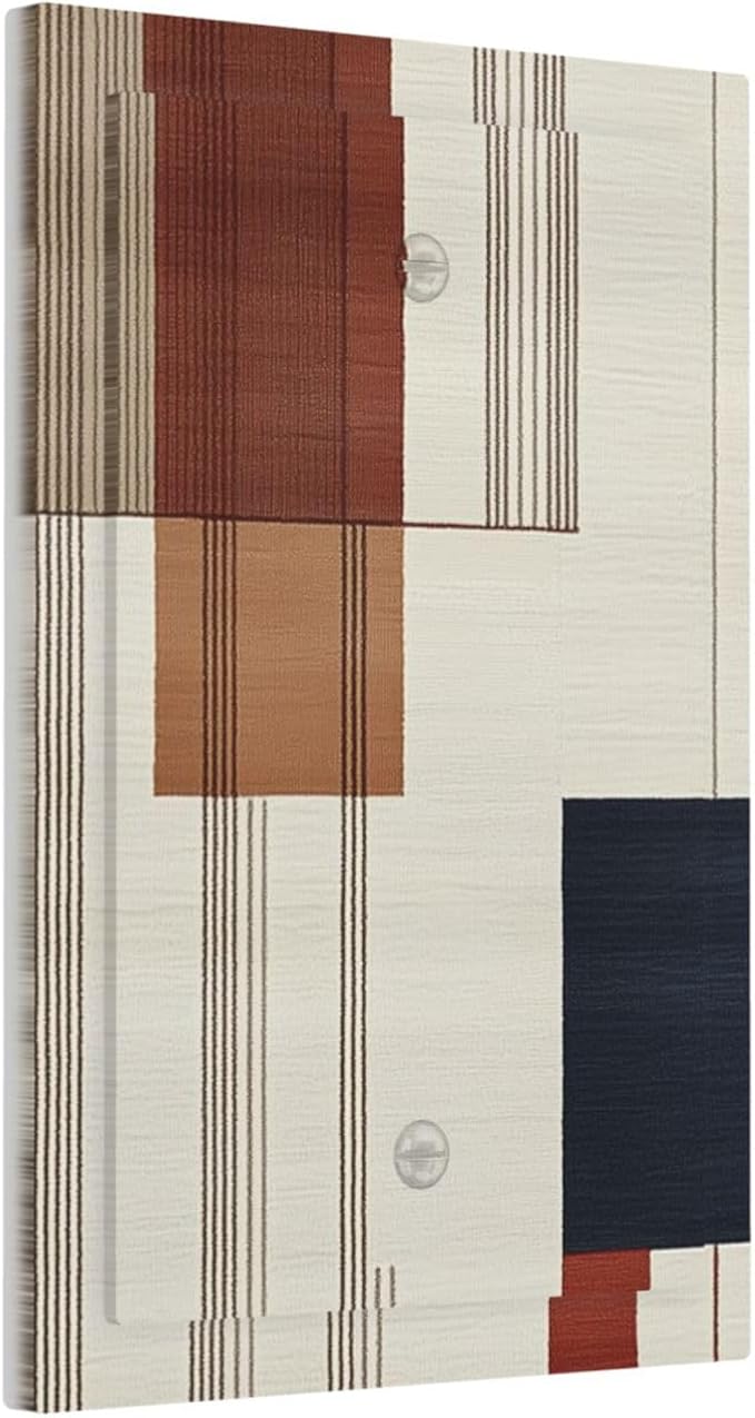 Abstract Geometric 1 Gang Light Switch Cover Electrical No Device Wall Plate Modern Squares Switchplates Decorative Receptacle Faceplate for Country Bedroom Kitchen Living Room Decor