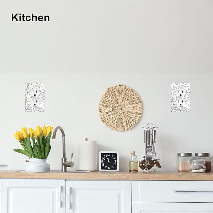 Math Formula 1-Gang Duplex Wall Plate, White Mathematics Outlet Cover for Classroom, Study Room, Office & Kids Room