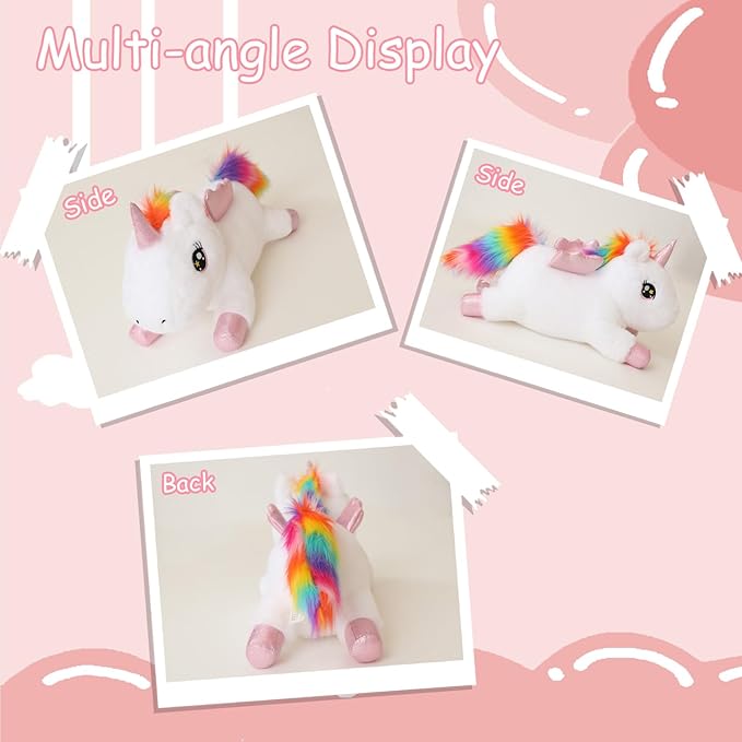 SQEQE Weighted Unicorn Plush, Weighted Unicorn Stuffed Animal, Cute Plushies Soft Pillow Toy Gift for Kids Adults 23.6 Inch, 3.1 Lbs
