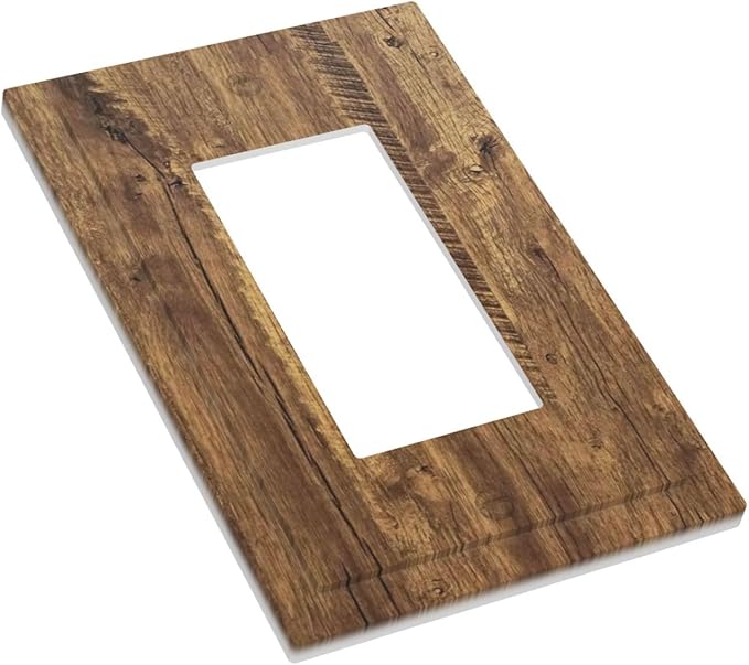 Rustic Brown Wood Distressed Wood Print Decorative Outlet Covers 1 Gang Single Rocker Light Switch Cover Plate Wall Plates GFCI Faceplate for Farmhouse Home Decor