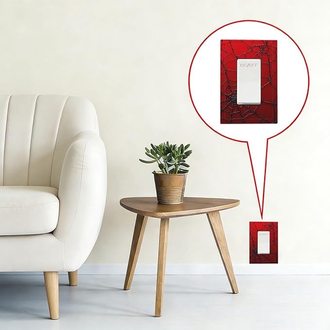 Red Spider Web 1-Gang Rocker Wall Plate, Hero Theme Cartoon Decorative Switch Plate for Boys Bedroom, Playroom, Game Room & Man Cave