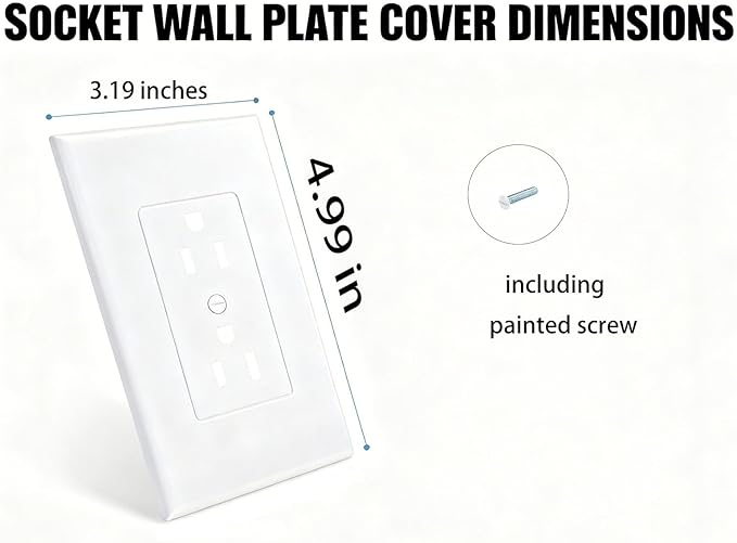 ZEFTV 6 Pack Duplex Outlet Covers Wall Plates 1-Gang Switch Outlet Electrical Cover Plate Unbreakable Thermoplastic Faceplate for Light Receptacle Outlet Switch, White
