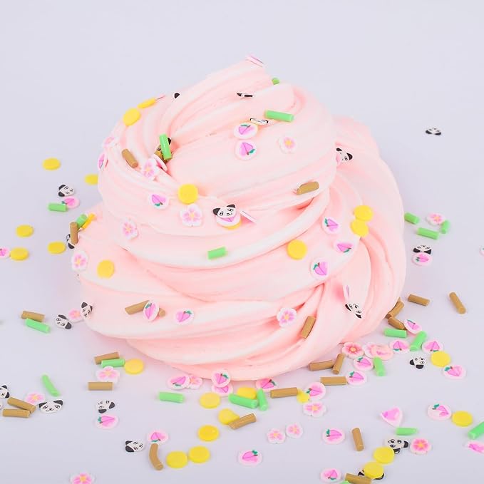 Pink Peach Butter Slime Kit, with Fun Panda Slime Add Ins, Soft Non-Sticky, Scented Slime Kit for Kids, Birthday Gifts for Boys & Girls, Classroom Rewards, DIY Stress Relief Toy (300 ml)