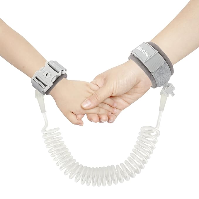 Blisstime Toddler Leash, Kid Leash Anti Lost Wrist Link with Key Lock Upgraded Baby Leash with Safety Wristband Rope for Babies Toddlers Child Kids (8.2ft/2.5m, Light Gray)