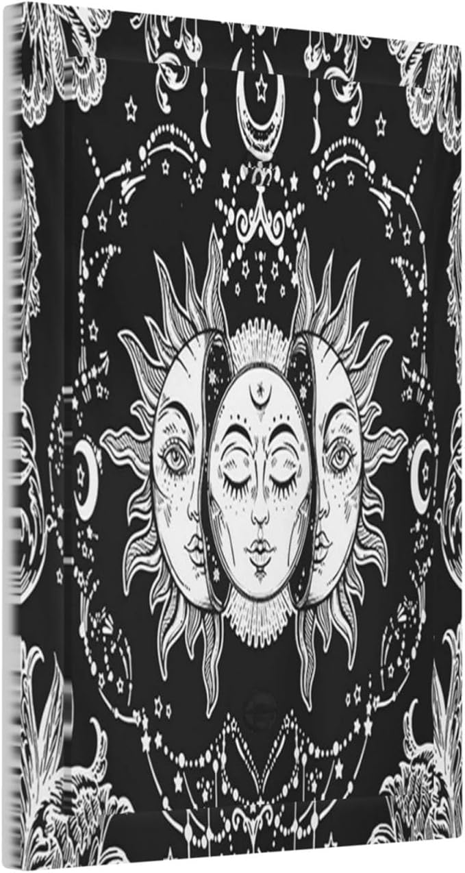 Light Switch Cover Plate Psychedelic Sun and Moon Wall Plate Cover 1 Gang Black and White Blank No Device Decorative Outlet Covers Electrical Switchplate for Bathroom Bedroom Home Decor