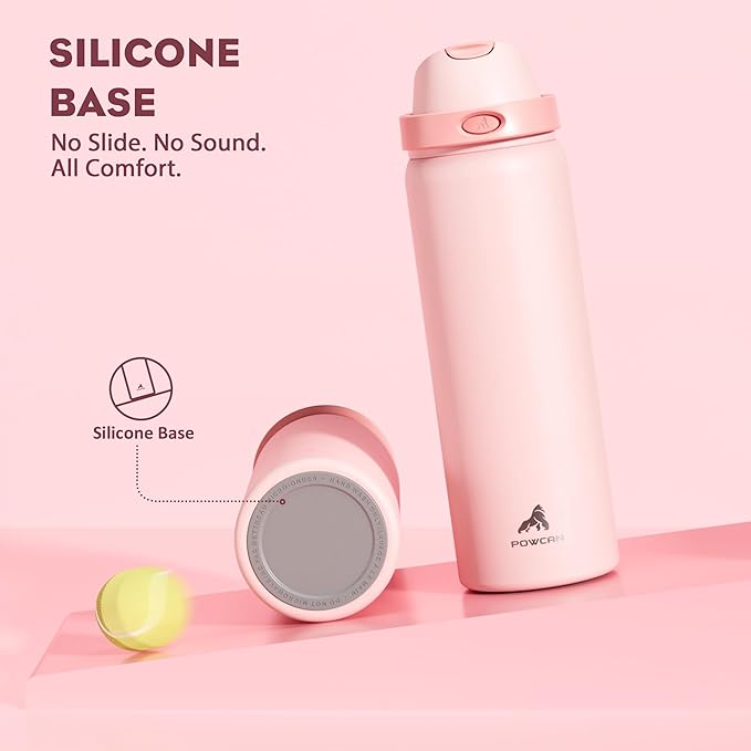 POWCAN 32 oz Insulated Water Bottle for Travel: 2-in-1 Lid with Push-Button Spout & Quick-Flip Straw, Leakproof, Keep Cold 24Hrs, Vacuum Stainless Steel for Travel, Trip, Hiking, Sport (Cotton Candy)