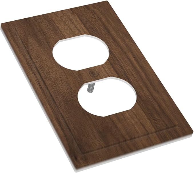 Outlet Covers Dark Brown Wood Grain 1 Gang Duplex Light Switch Cover Plate Decorative Switch Plate Covers Electrical Socket Cover for Farmhouse Cabin Decor