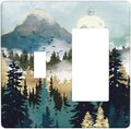 Boho Mountain Forest Abstract Sunset Sunrise Sun 2 Gang Single Toggle Rocker Combination Light Switch Covers Wall Plate Cover Electrical Faceplate Decorative Switchplate for Country Bedroom Decor