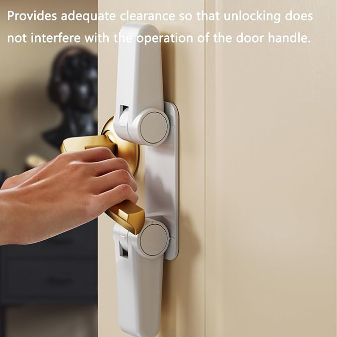 Childproof Door Lever Lock Baby safety locks for doors (2 Pack) – No-Drill Universal Door Handle Lock Easy One-Hand Child & Pet Proof Locks No Tools Needed, White