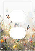 Wildflowers Watercolor Floral Colorful Butterfly Outlet Covers 1 Gang Duplex Light Switch Cover Decorative Switch Plates Electrical Receptacle Faceplate Wall Plate for Farmhouse Bed Room Decor