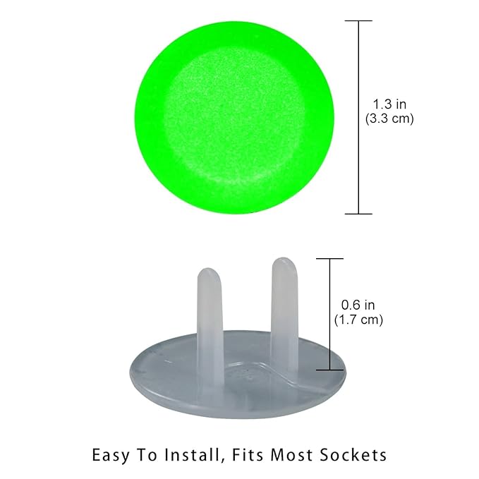 Pure Green Pattern Outlet Covers Baby Proofing Safe & Secure Electric Plug Protectors | Socket Covers for Home & Office
