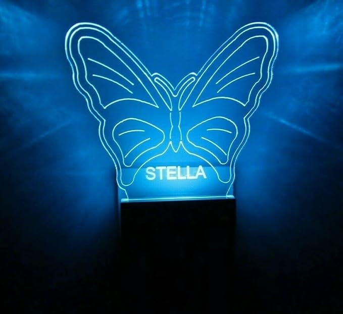 Night Light Multi Color Personalized LED Plug-in, Ultra-Slim Touch Night Light Smart Dusk to Dawn Sensor, Kids Children's Bedroom Kitchen Bathroom Hallway Play Room Variations (Butterfly)