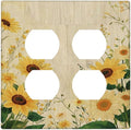 Decorative Outlet Covers with Vintage Botanical Sunflower Field Design 2 Gang Wall Plate Double Duplex Receptacle Light Switch Cover Switch Plate Cover for Nature Yellow Blooms Wall Decor