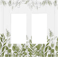 Green Eucalyptus Plant Leaves Vine Decorative Outlet Covers 2 Gang Double GFCI Rocker Electrical Wall Panels Light Switch Cover Plate for Bed Room Living Room Decor