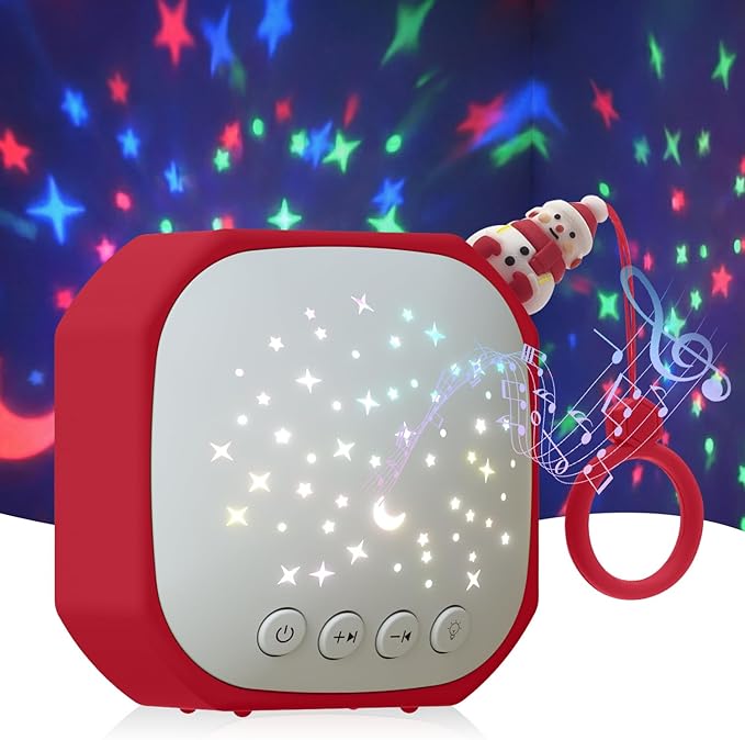 Portable Sound Machine Baby with Star Projector | White Noise Sound Machine for Sleep | Baby Noise Machine with Hook for Children's Bedroom, Travel, Car, Christmas Holidays Gifts (Snowman)