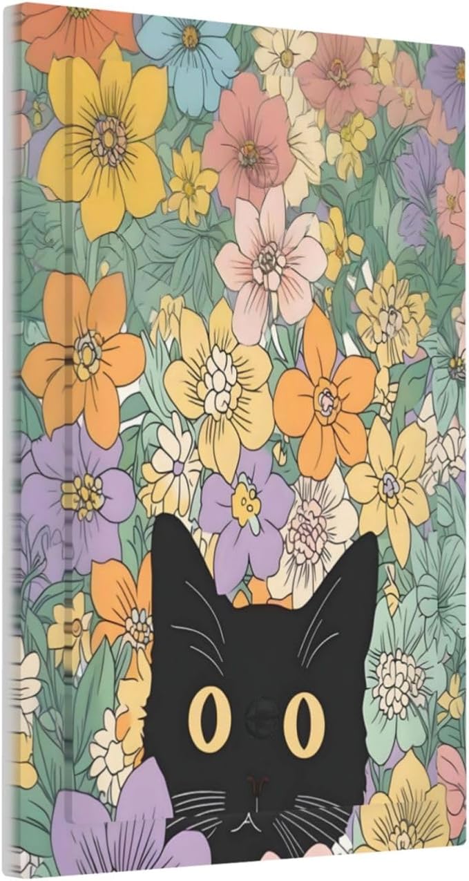 Light Switch Cover Plate Funny Cute Cartoon Cat Floral Colorful Flower 1 Gang No Device Blank Electrical Wall Plates Faceplate Decorative Switch Plate For Kids Room Nursery Decor