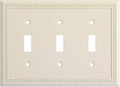 Henne Bery Sunken Pearls Heavy Duty Decorative Wall Plate Switch Plate Outlet Cover, Durable Solid Zinc Alloy (Triple Toggle, Light Almond)