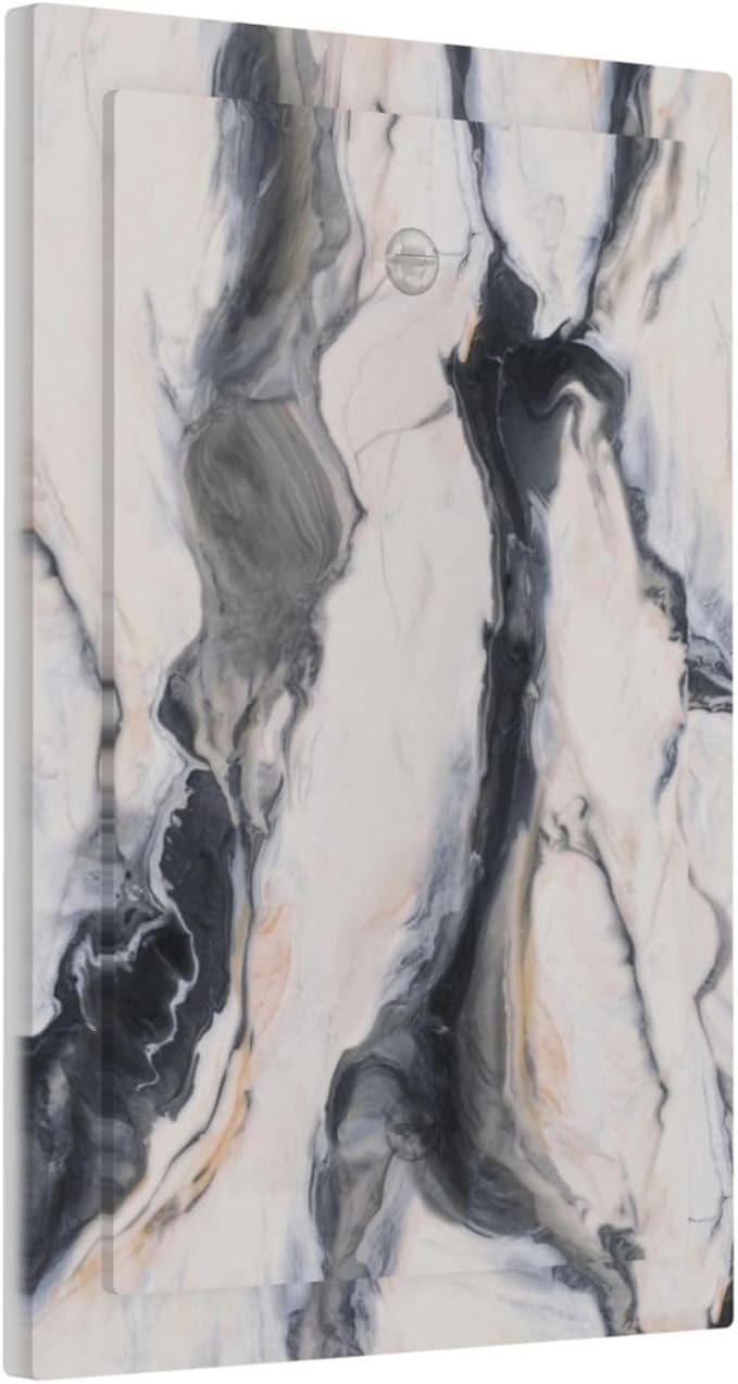 Abstract Marble Textured Modern Luxury Print Light Switch Cover Plate 1 Gang No Device Blank Electrical Wall Plates Faceplate Decorative Switch Plate Covers for Bathroom Kitchen Decor