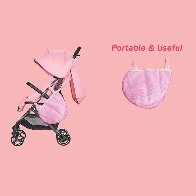 2 Pcs Portable Side Sling Stroller Cargo Net ,Non-Slip and Adjustable Straps Storage Mesh Bag ,Food Storage , Fruit Storage Bag for Baby Stroller Cargo Mesh Cargo Net for Stroller Storage (Pink)