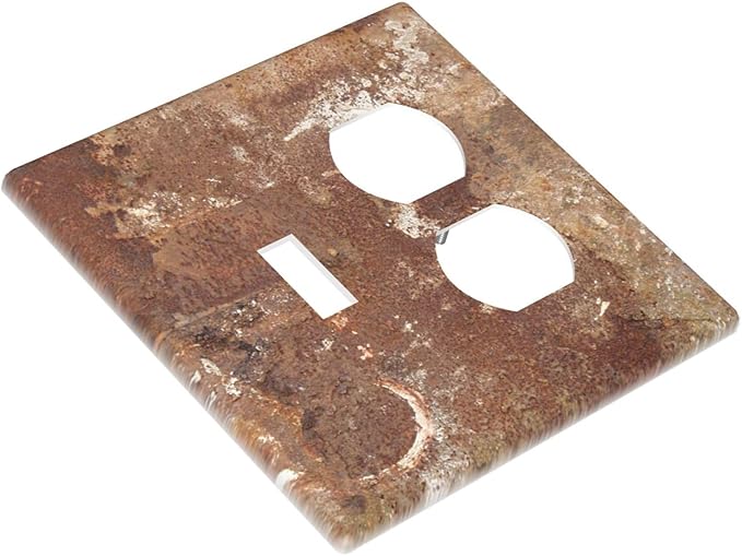 Wallplates Shabby Old Aged Rusty Antique Brass Metal 1 Toggle 1 Duplex Switch Plate Electrical Gfci Faceplate Decorative Light Switch Covers For Farmhouse Cabin Decor