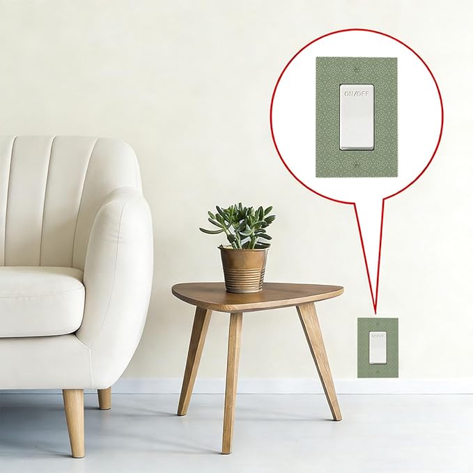 Sage Green Textured Single Rocker Switch Cover - 1-Gang Standard US Size Minimalist Botanical Weave Light Switch Covers, Modern Farmhouse Linen Texture for Neutral Decor