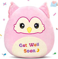 WEWILL Get Well Soon Owl Plush Pillow, 12 Inch, Soft Pink Owl Stuffed Animal for Comfort and Healing, Get Well Gift for Kids Girls