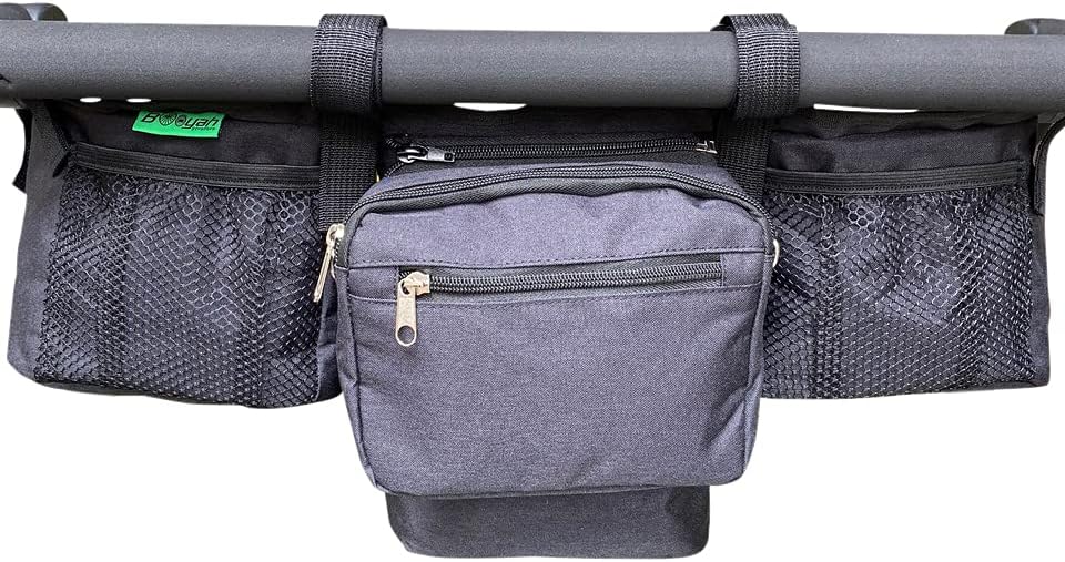 Double Stroller Organizer for Bob Duallie and Baby Jogger City Mini GT With Purse and Insulated Pocket.