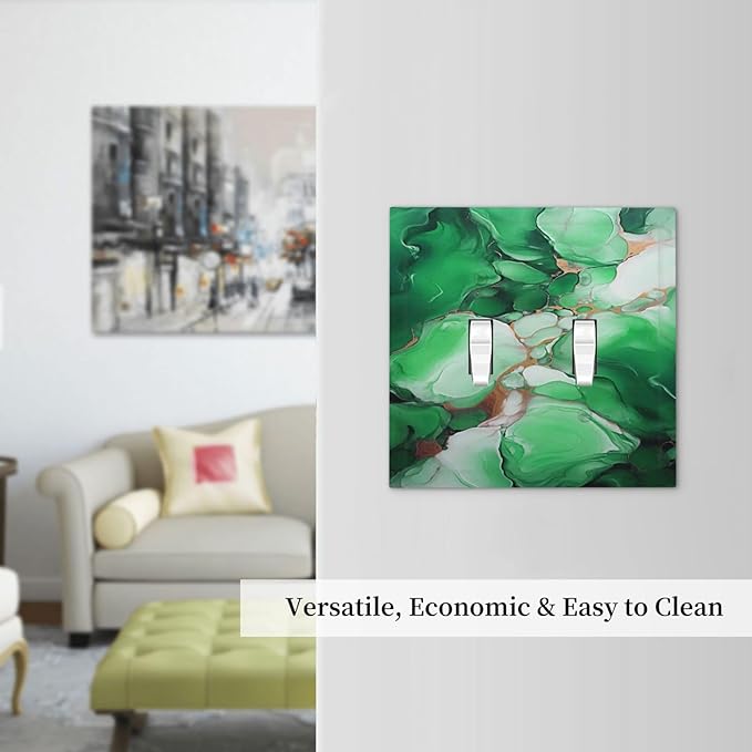 Decorative Light Switch Cover Plate Abstract Luxury Emeralds Green Gold MarbleTextures 2 Gang Wall Plate Oversized Double Toggle Two Switch Wall Cover Plate Dual Device Face Plate