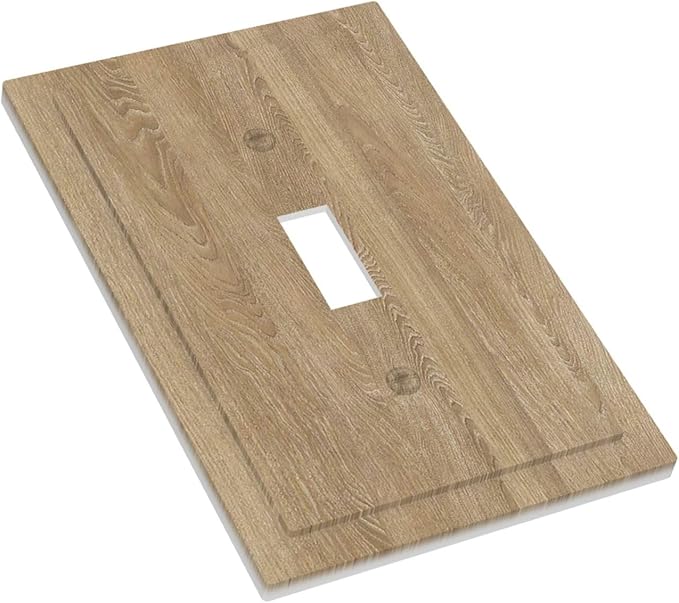 Decorative Light Switch Cover Plate Light Brown Wood Grain 1 Gang Single Toggle Wall Plate Electrical Outlet Covers Decorate Switch Plate Cover for Farmhouse Cabin Decor