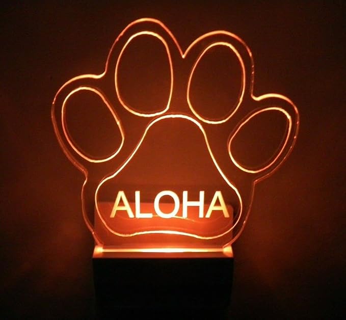Night Light Multi Color Personalized LED Plug-in, Ultra-Slim Touch Night Light Smart Dusk to Dawn Sensor, Kids Children's Bedroom Kitchen Bathroom Hallway Play Room Variations (Paw Print)