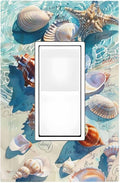 Decorative Outlet Covers Ocean Waves Starfish Conch Scallop Shell 1 Gang Single Rocker Light Switch Cover Plate Wall Plates Gfci Faceplate For Kids Room Nursery Decor
