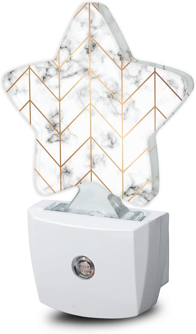 Marble Line Geometric Plug-in Night Light with Dusk-to-Dawn Sensor for Bedroom,Bathroom and Living Room Sleep Friendly lamp for Women/Girls/Boys Gift,0.5W