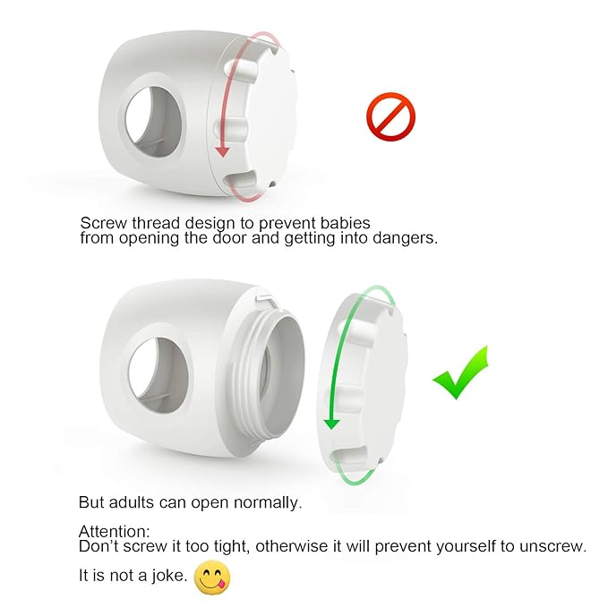 Door Knob Safety Cover, 4 Pack Baby Safety Door Handle Cover, Screw Thread Design, Reusable, Reliable Solution to Prevent Kids from Popping Off the Covers