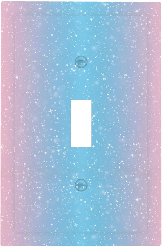 Pastel Galaxy 1-Gang Toggle Light Switch Plate, Pink & Blue Sparkle Dreamy Pastel Stars Decorative Wall Plate for Girls Room Decor