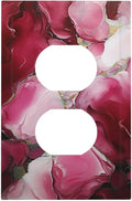 Decorative Outlet Covers Abstract Luxury Red Gold Marble Textures 1 Gang Duplex Light Switch Cover Plate Wall Plates for Electrical Outlets Electrical Switchplate Face Plate for Home Decor