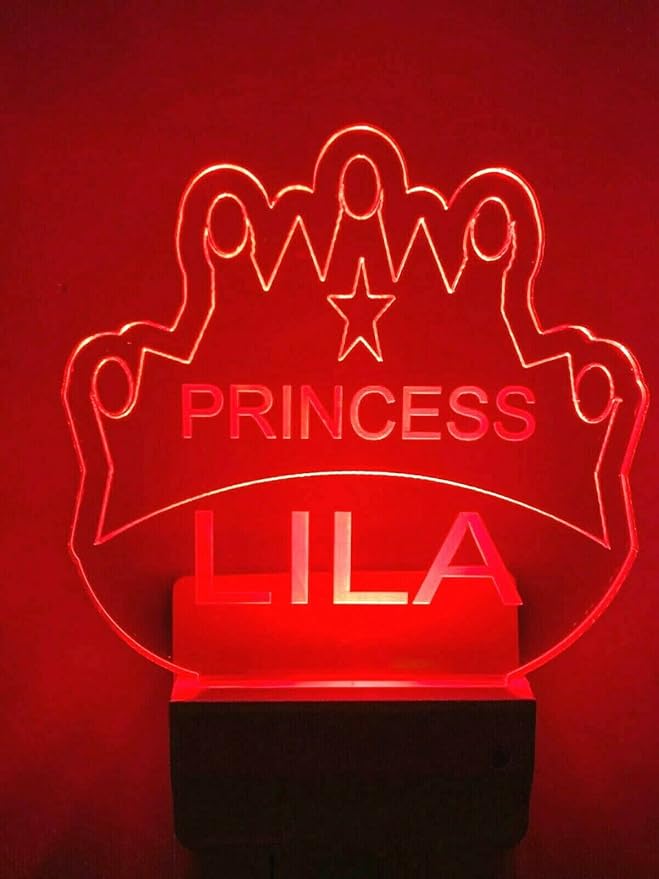 Night Light Multi Color Personalized LED Plug-in Ultra-Slim Touch Light Smart Dusk to Dawn Sensor Kids Christmas/Birthday Gifts Children's Bedroom Kitchen Bathroom Hallway Variations (Princess Crown)