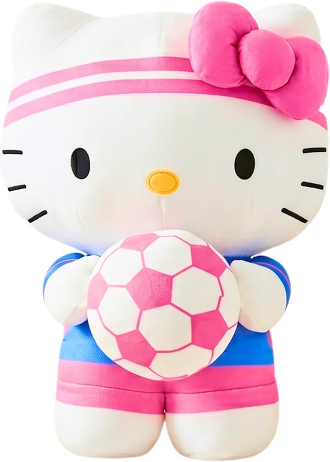 Hello Kitty Sports Soccer Plush Cuddle Pillow Buddy, Kids Bedding Super Soft Kawaii Pillow, 16.5" Tall, 2026 World Soccer Tournament (Officially Licensed Product) by Franco Collectibles