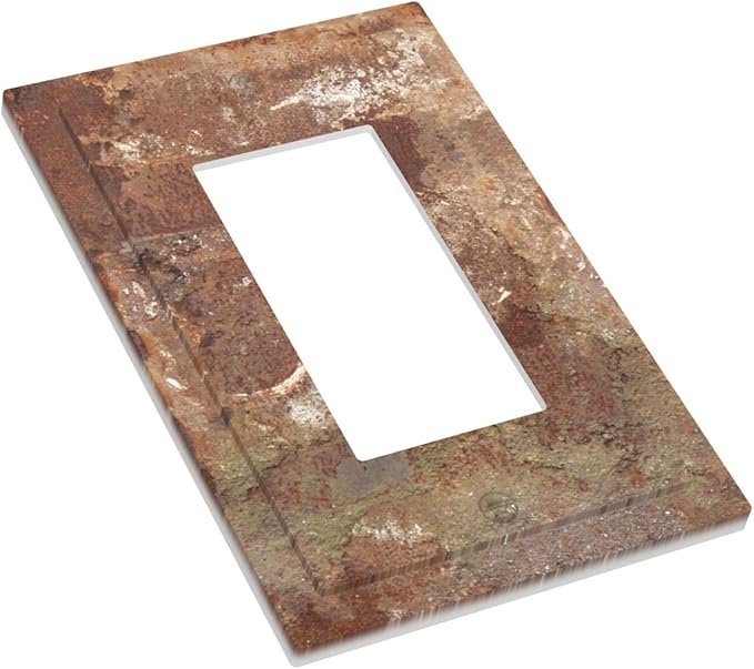 Decorative Outlet Covers Shabby Old Aged Rusty Antique Brass Metal 1 Gang Single Rocker Light Switch Cover Plate Wall Plates Gfci Faceplate For Farmhouse Cabin Decor