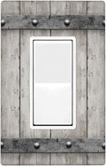 Rustic Cabin Wooden Texture 1-Gang Rocker Wall Plate, Gray Vintage Wood Switch Plate for Home, Cabin, Lodge & Farmhouse