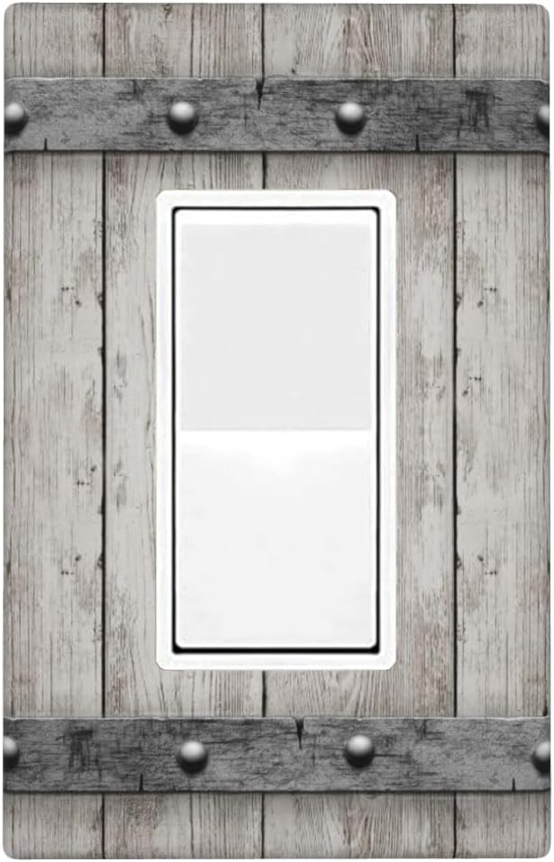 Rustic Cabin Wooden Texture 1-Gang Rocker Wall Plate, Gray Vintage Wood Switch Plate for Home, Cabin, Lodge & Farmhouse