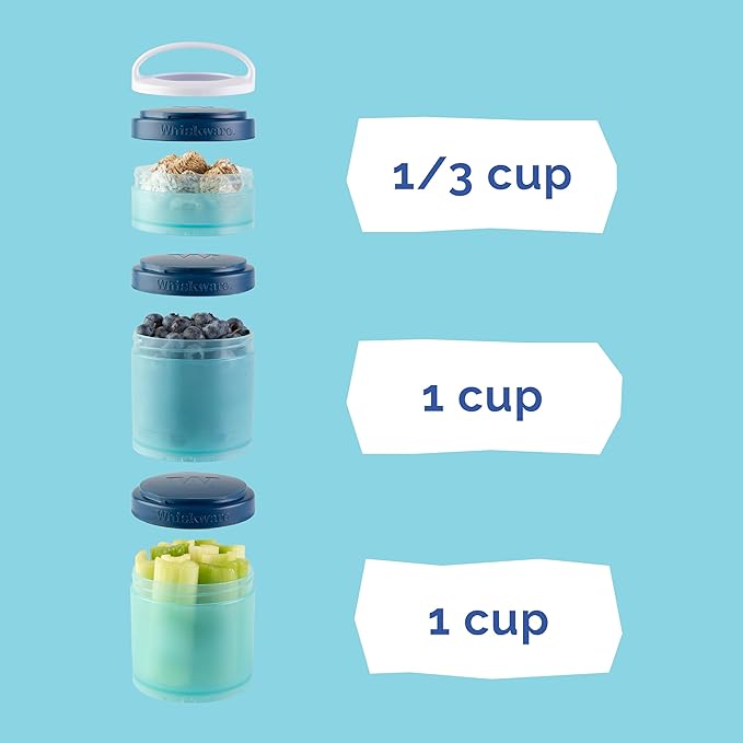 Whiskware Paw Patrol Stackable Snack Containers for Infants, Kids, and Toddlers, Durable Food Storage Containers for Daycare, Car, and Airplane Travel, Dishwasher Safe, Chase