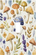 Boho Watercolor Mushroom Flowers Leaf Colorful Floral Decorative Light Switch Cover 1 Gang Single Toggle Device Electrical Faceplate Switchplates Decorator Outlet Wall Plate for Kids Room Nursery