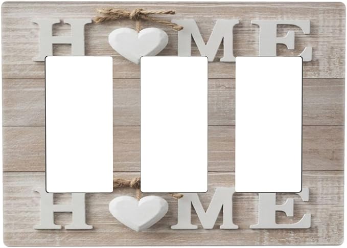 Farm Country Sweet Home Wood Print Triple Decorator/GFCI Outlet Light Switch Cover 3 Gang Rocker Wallplate Family Sign Wooden Letter Decor Decorative Electrical Faceplate Switchplate Dimmer Screwless