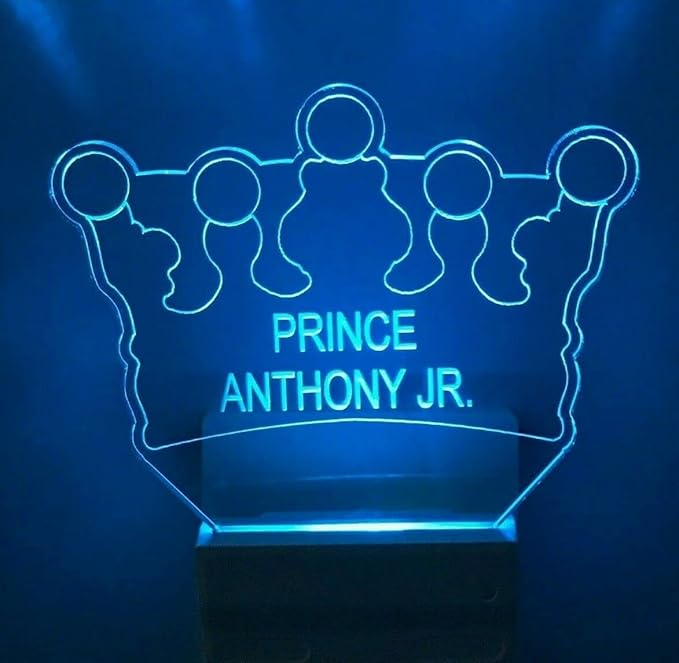 Night Light Multi Color Personalized LED Plug-in, Ultra-Slim Touch Night Light Smart Dusk to Dawn Sensor, Kids Children's Bedroom Kitchen Bathroom Hallway Play Room Variations (Prince Crown)