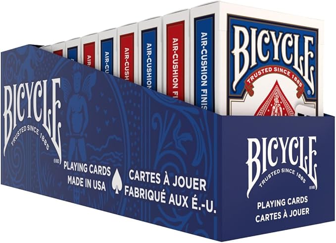 Bicycle Jumbo Index Playing Cards, 12 Pack Bulk Set of Large Print Poker Size Cards, Red & Blue Backs, for Easy Reading, Family Card Games, Classrooms, and Casino Play