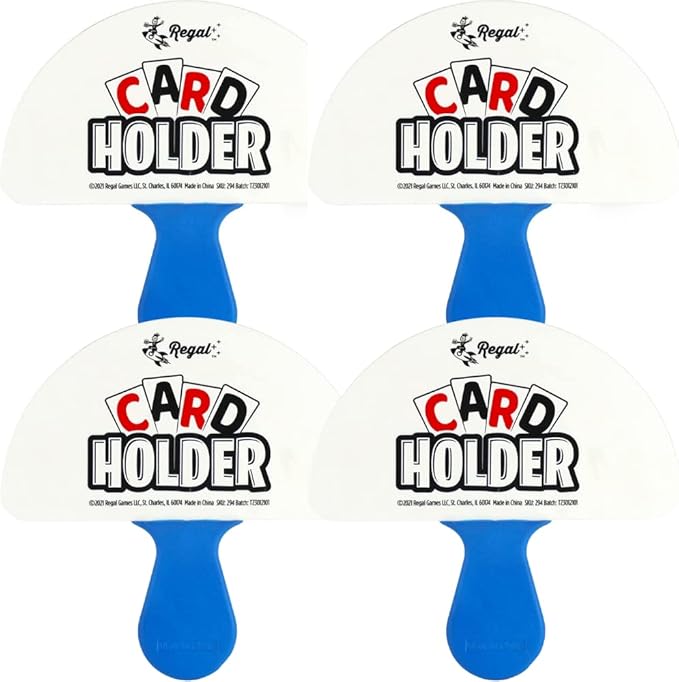 Regal Games 4 Pack Card Holders for Playing Cards - Kids Card Holder with Plastic Paddles - Ideal for Family Fun Game Night and Travel (Ages 3+)