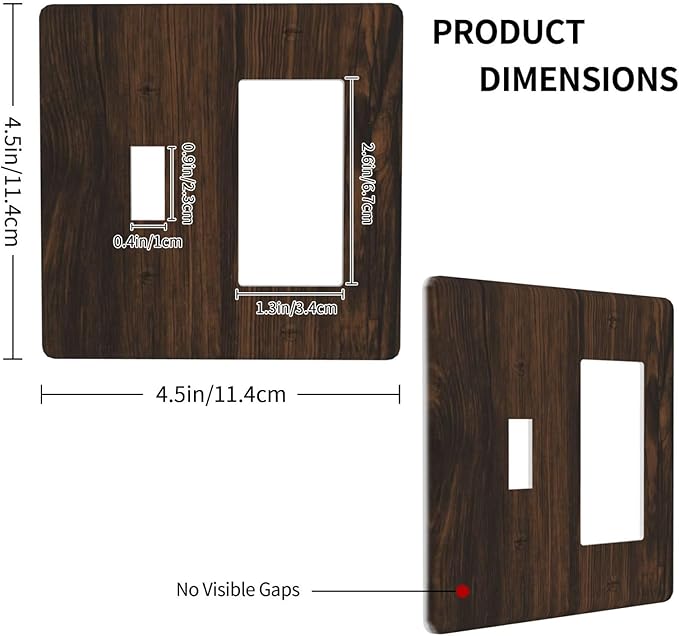 Light Switch Cover Plate Dark Brown Wood Grain Rustic Country Wooden 2 Gang Toggle Rocker Combo Wall Plates Decorative Switch Plates and Outlet Covers Socket Cover for Farmhouse Home Decor