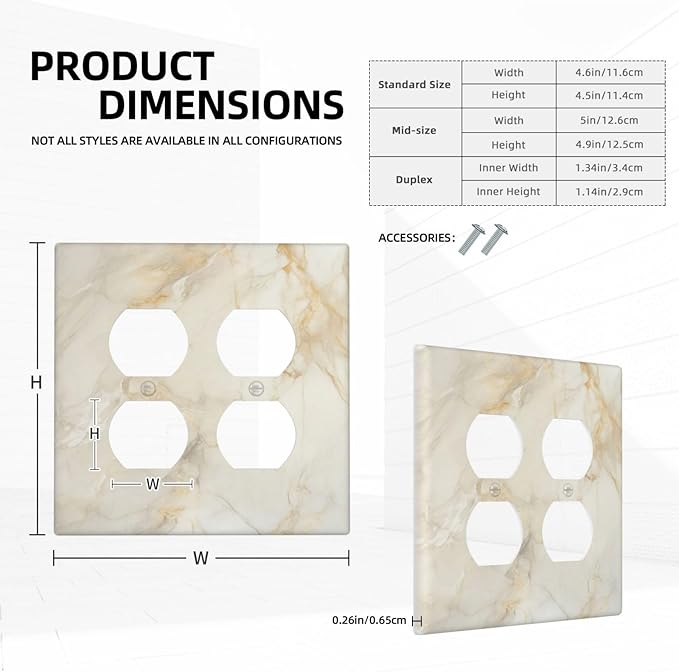 Decorative Light Switch Cover Plate Beige Gold Marble Abstraction Morden Art 2 Gang Decorative Switch Plates 1 Toggle Duplex Combo Outlet Covers GFCI Plug Covers Wallplates for Kitchen Bathroom Decor